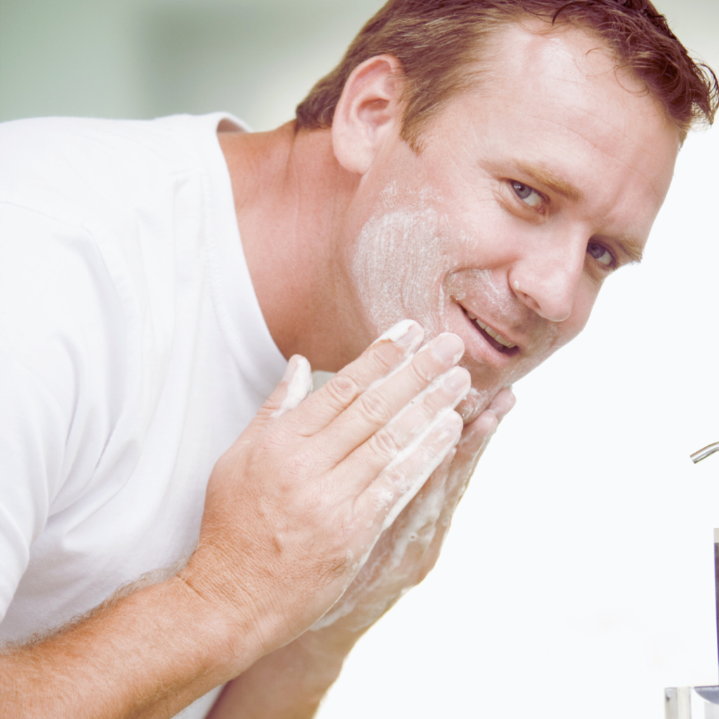 Man upgrading skincare routine. Men want glowing skin too.